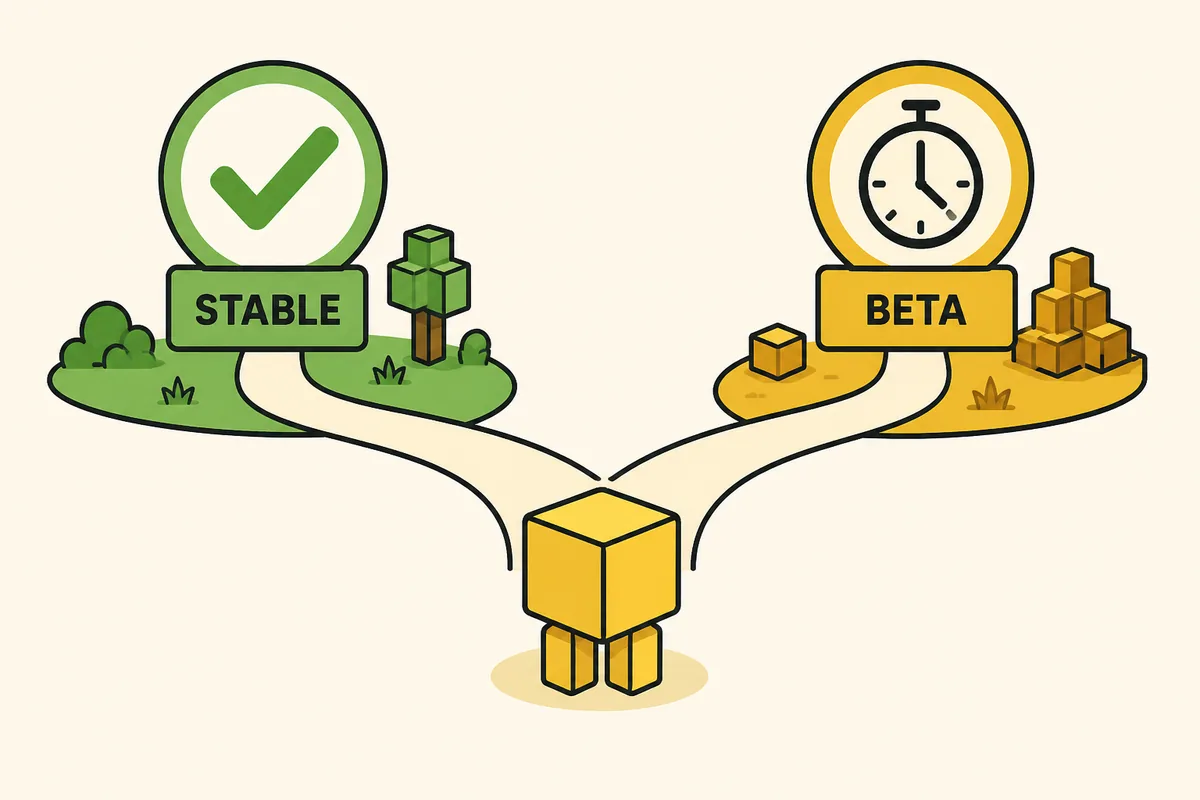 Editorial comparison of a verified stable release and a separate beta preview