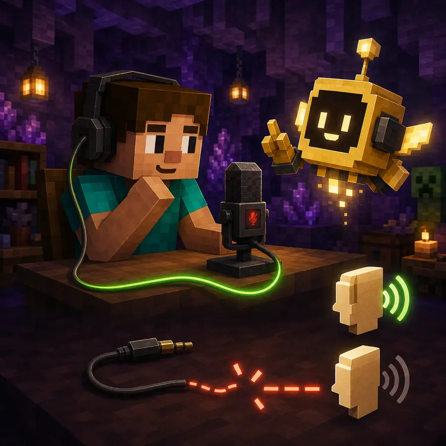 Editorial comparison showing a working green microphone signal and a disconnected red voice path beside Verity